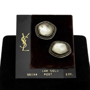 Vintage 1982 YSL Yves Saint Laurent Gripoix Poured Glass Earrings 14k post